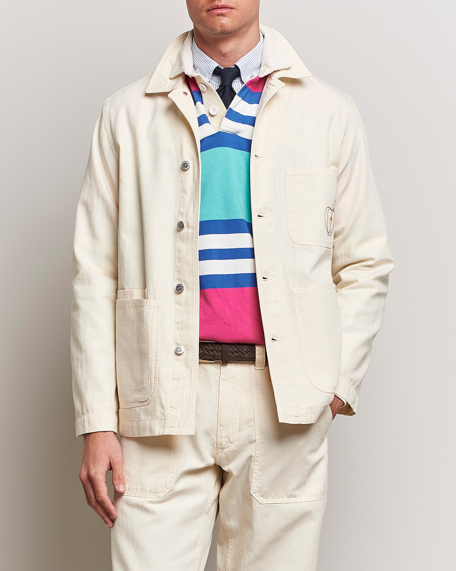 Men | What's new | Drake\'s | Herringbone Fatigue Cotton Jacket Ecru