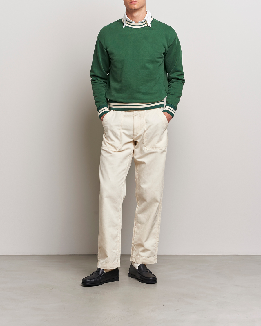 Heren | Truien | Drake's | Striped Rib Sweatshirt Green