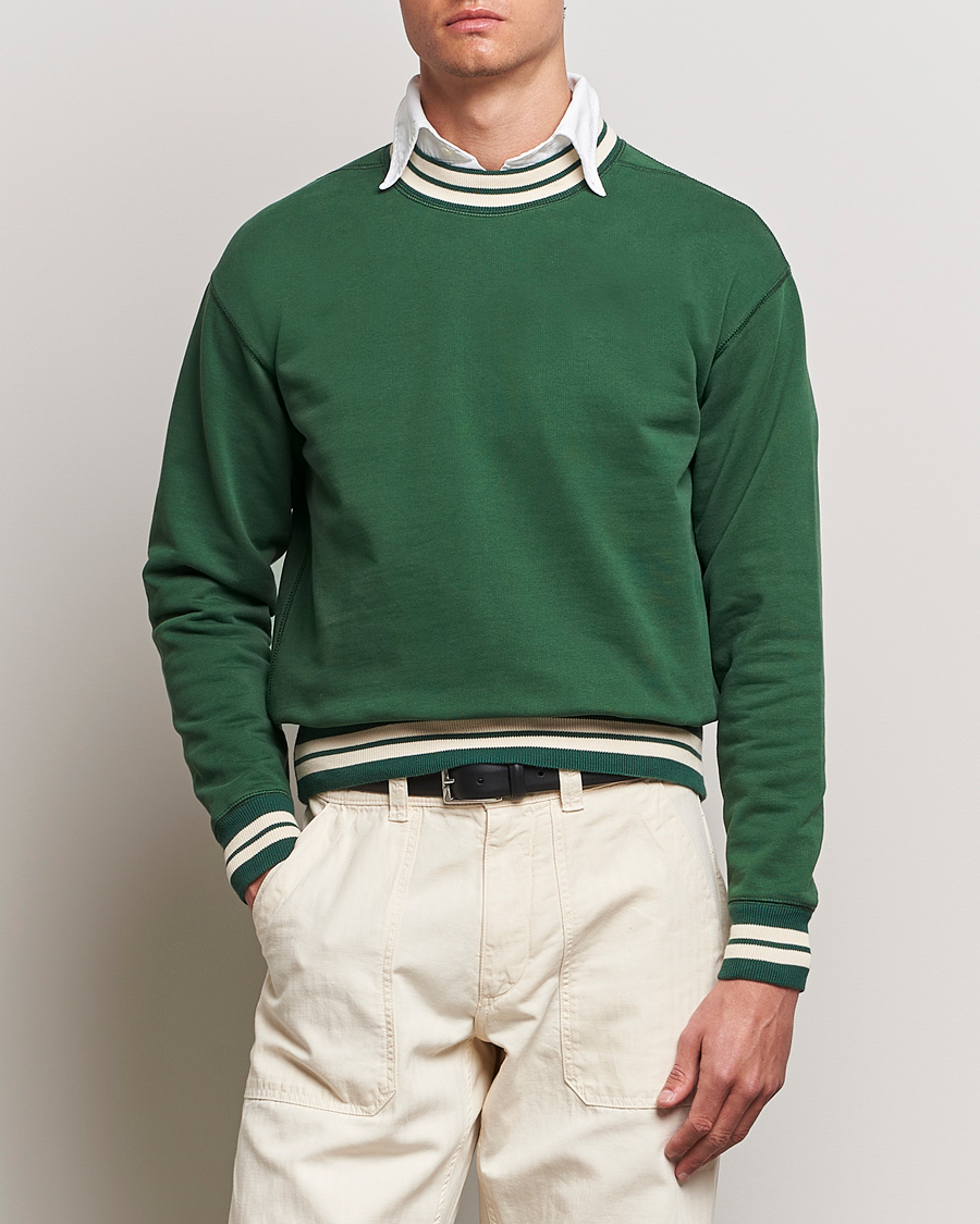 Heren | Truien | Drake's | Striped Rib Sweatshirt Green