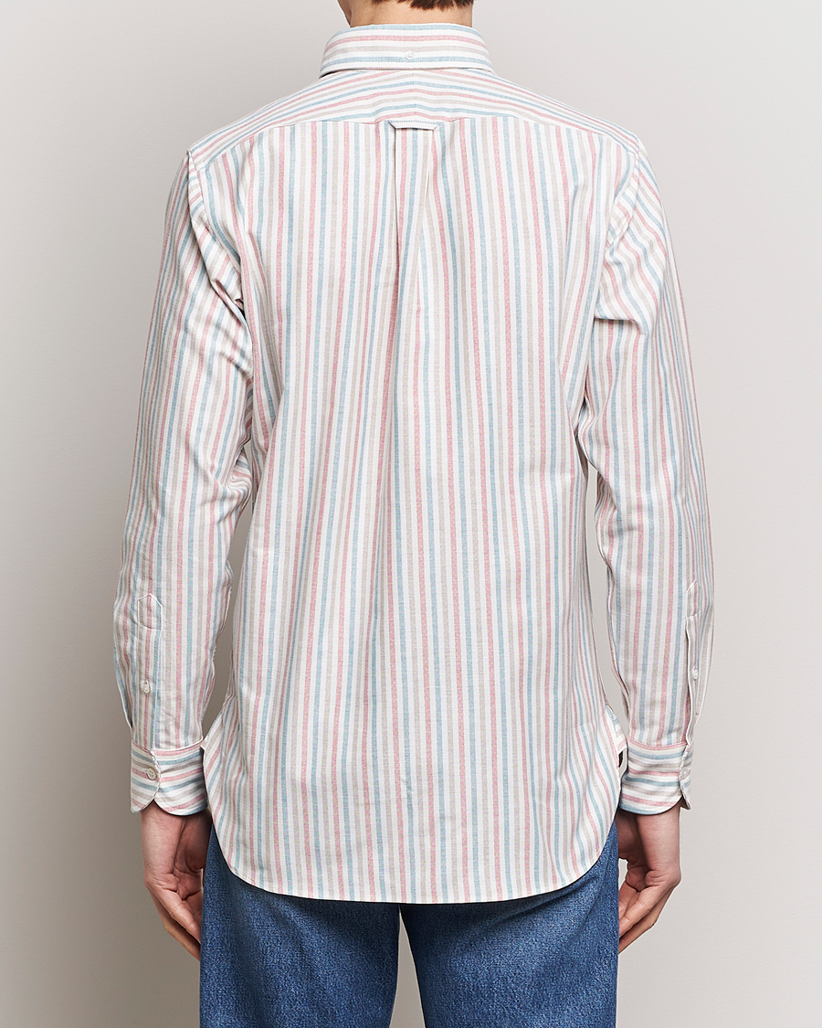 Heren | Overhemden | Drake's | Thin Tripple Stripe Oxford Shirt White