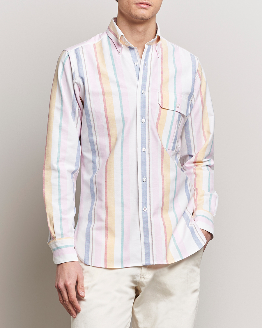 Heren | Overhemden | Drake's | Multi Stripe Oxford Shirt Multi