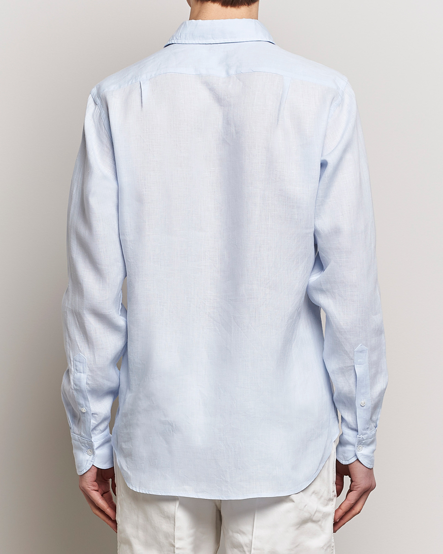 Heren | Overhemden | Drake's | Linen Summer Shirt Sky Blue