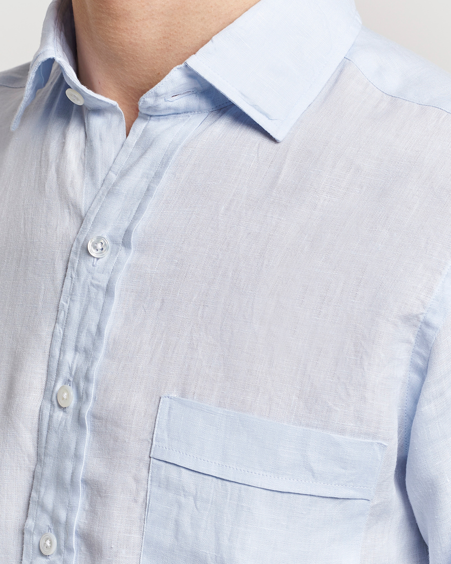 Heren | Overhemden | Drake's | Linen Summer Shirt Sky Blue