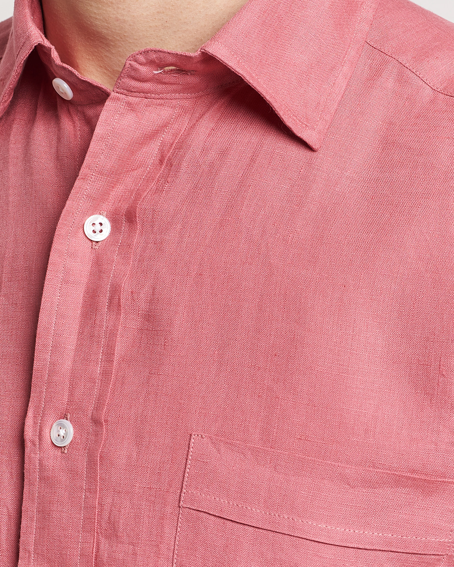Heren | Overhemden | Drake's | Linen Summer Shirt Pink
