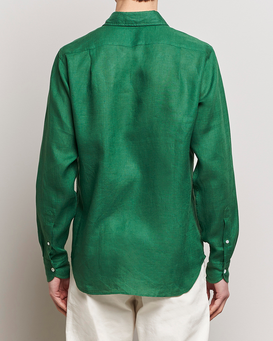 Heren | Overhemden | Drake's | Linen Summer Shirt Green