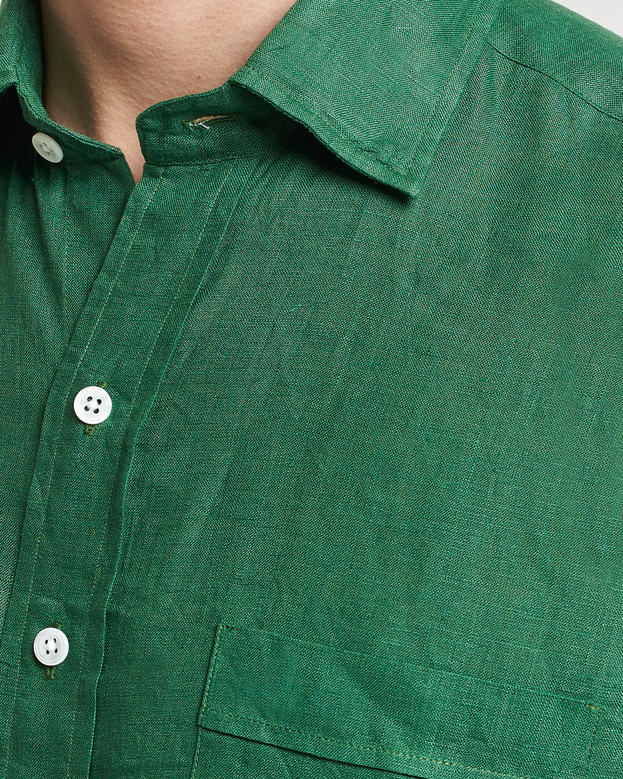 Heren | Overhemden | Drake's | Linen Summer Shirt Green