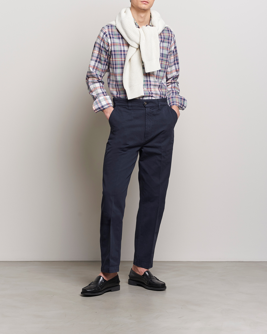 Heren | Broeken | Drake's | Flat Front Cotton Chino Navy
