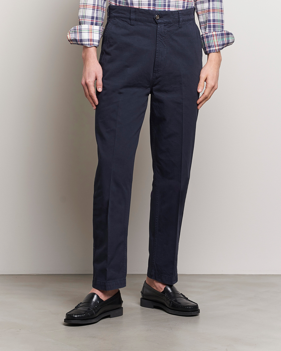 Heren | Preppy Authentic | Drake's | Cotton Flat Front Chino Navy