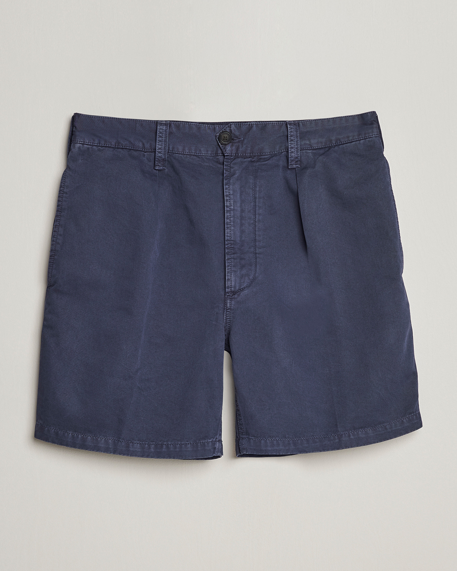 Heren | Korte broek | Drake's | Cotton Twill Chino Shorts Washed Navy