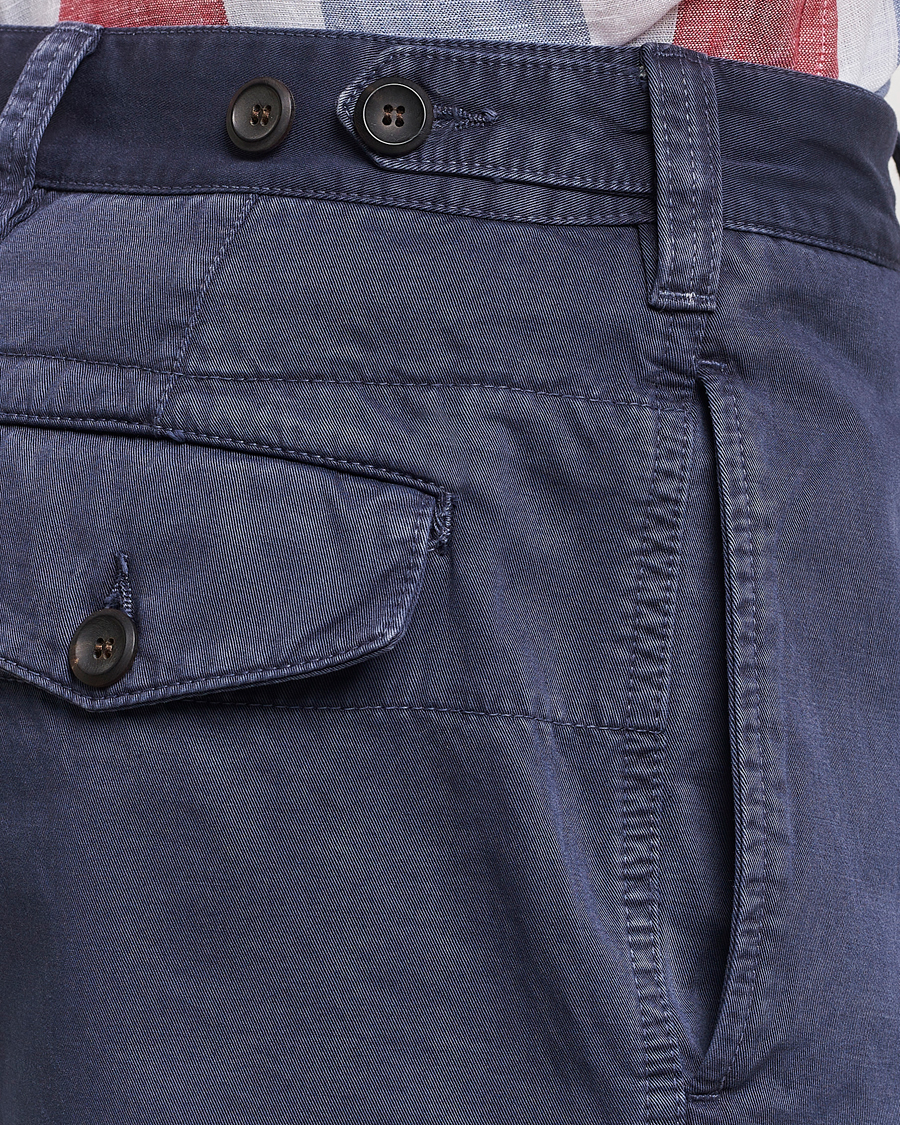 Heren | Korte broek | Drake's | Cotton Twill Chino Shorts Washed Navy