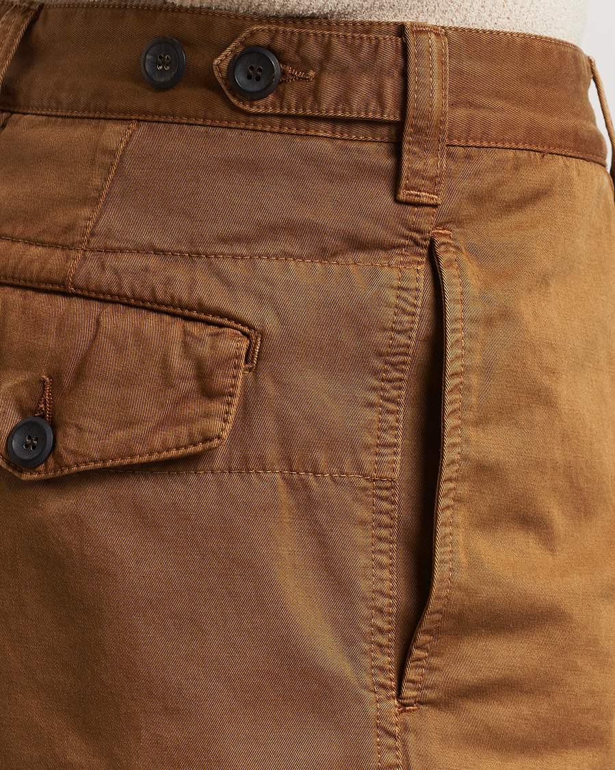 Heren | Korte broek | Drake's | Cotton Twill Chino Shorts Washed Tobacco
