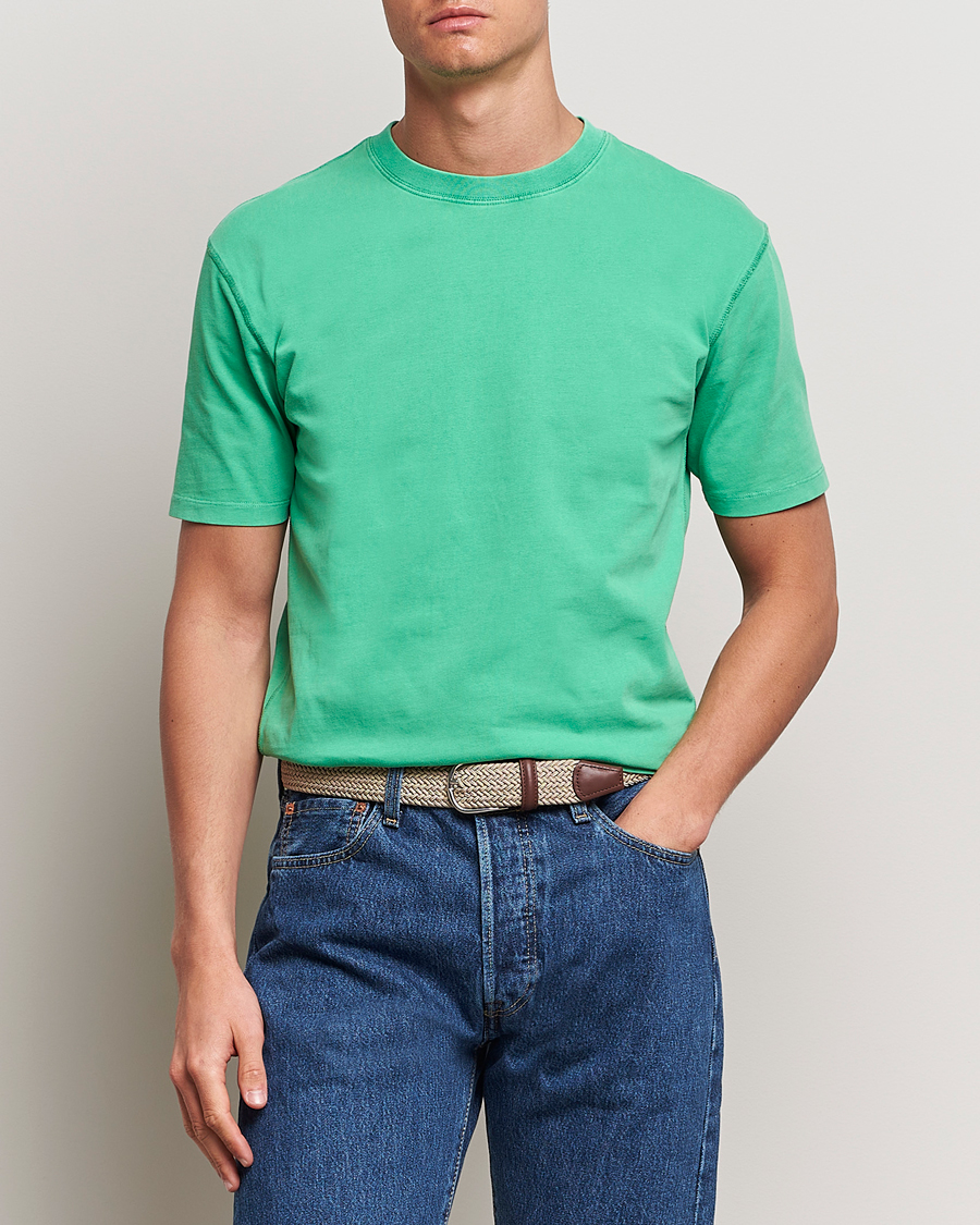 Heren | T-shirts | Drake's | Washed Hiking T-Shirt Green