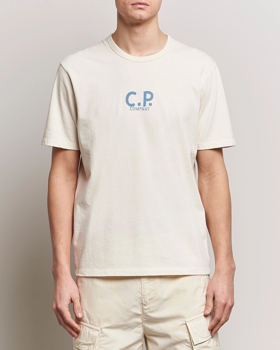 Heren | T-shirts | C.P. Company | Short Sleeve Jersey Guscette Logo T-Shirt Natural