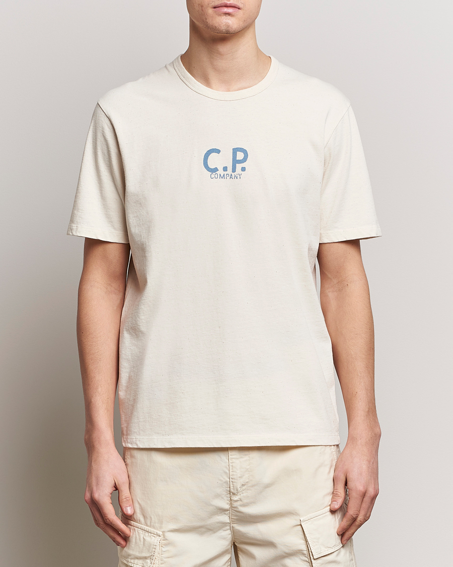 Heren | T-shirts met korte mouwen | C.P. Company | Short Sleeve Jersey Guscette Logo T-Shirt Natural