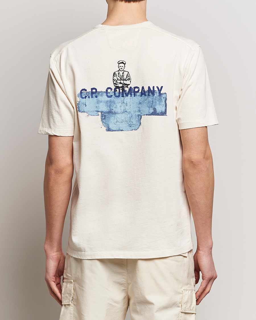 Heren | T-shirts | C.P. Company | Short Sleeve Jersey Guscette Logo T-Shirt Natural