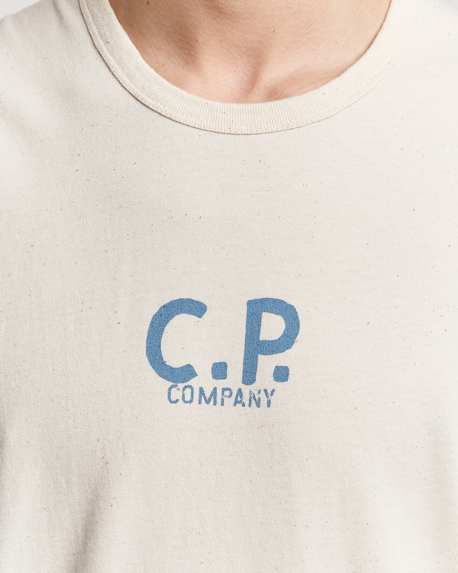 Heren | T-shirts | C.P. Company | Short Sleeve Jersey Guscette Logo T-Shirt Natural