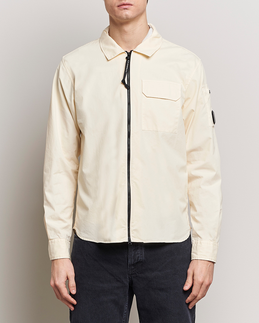 Heren | C.P. Company | C.P. Company | Garment Dyed Gabardine Zip Shirt Jacket Ecru