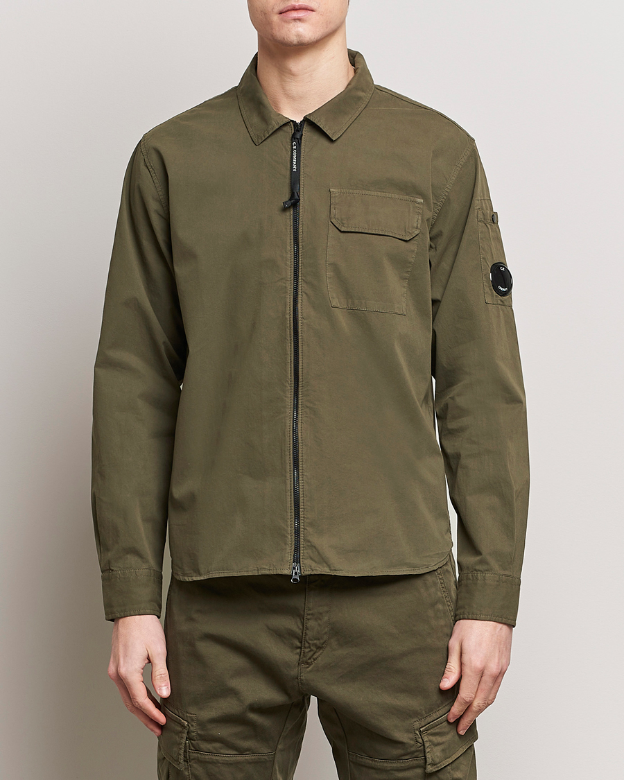 Heren | Overshirts | C.P. Company | Garment Dyed Gabardine Zip Shirt Jacket Army