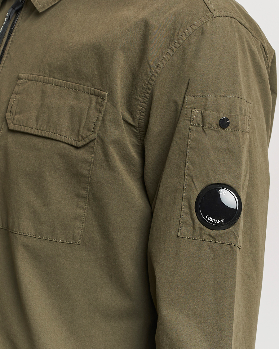 Heren | Overhemden | C.P. Company | Garment Dyed Gabardine Zip Shirt Jacket Army