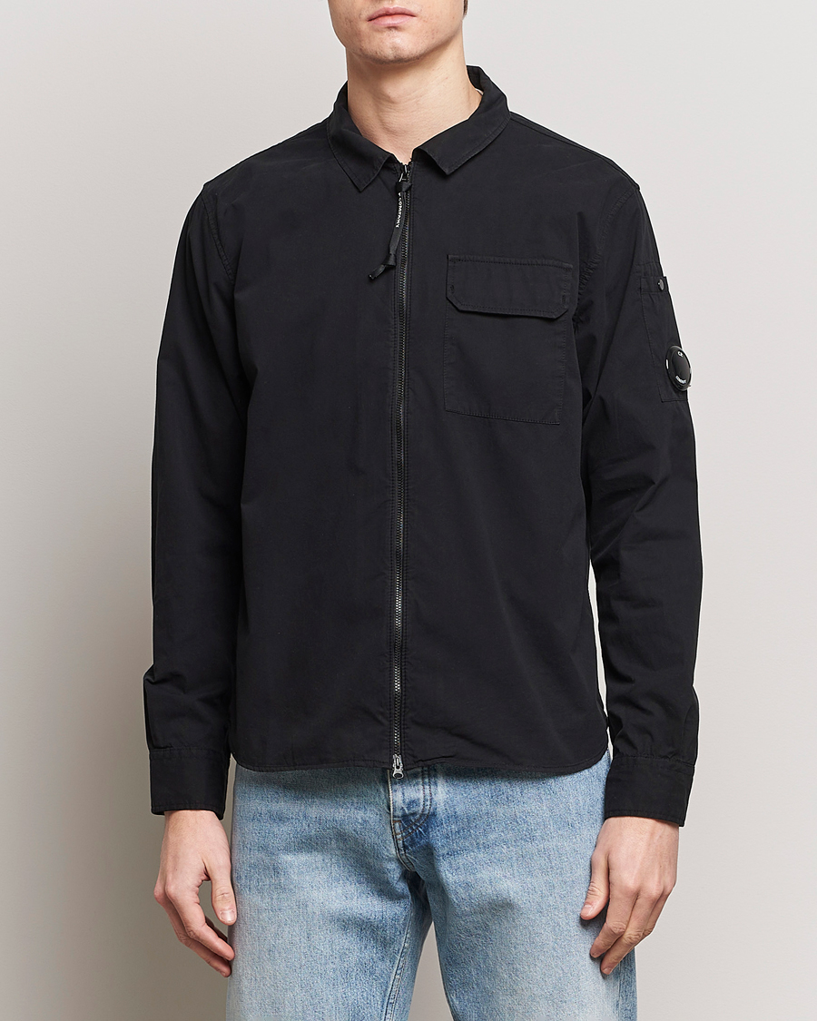 Heren | Kleding | C.P. Company | Garment Dyed Gabardine Zip Shirt Jacket Black