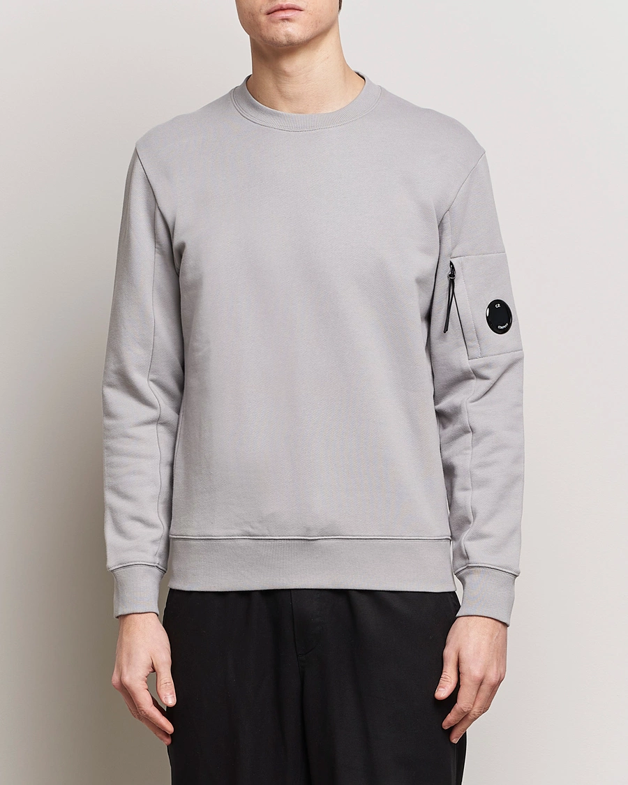 Heren | Truien | C.P. Company | Diagonal Raised Fleece Lens Sweatshirt Light Grey