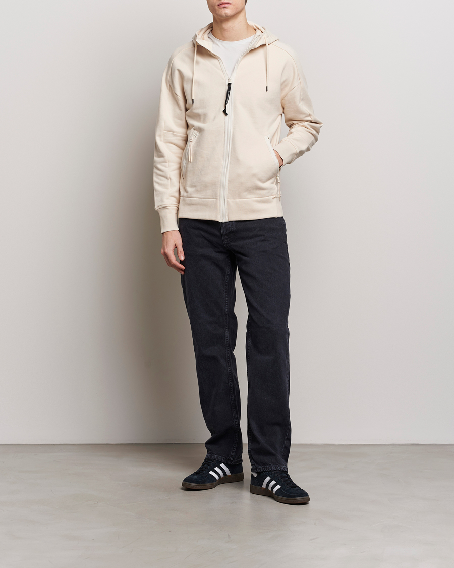 Heren | Truien | C.P. Company | Diagonal Raised Fleece Full Zip Goggle Hoodie Ecru