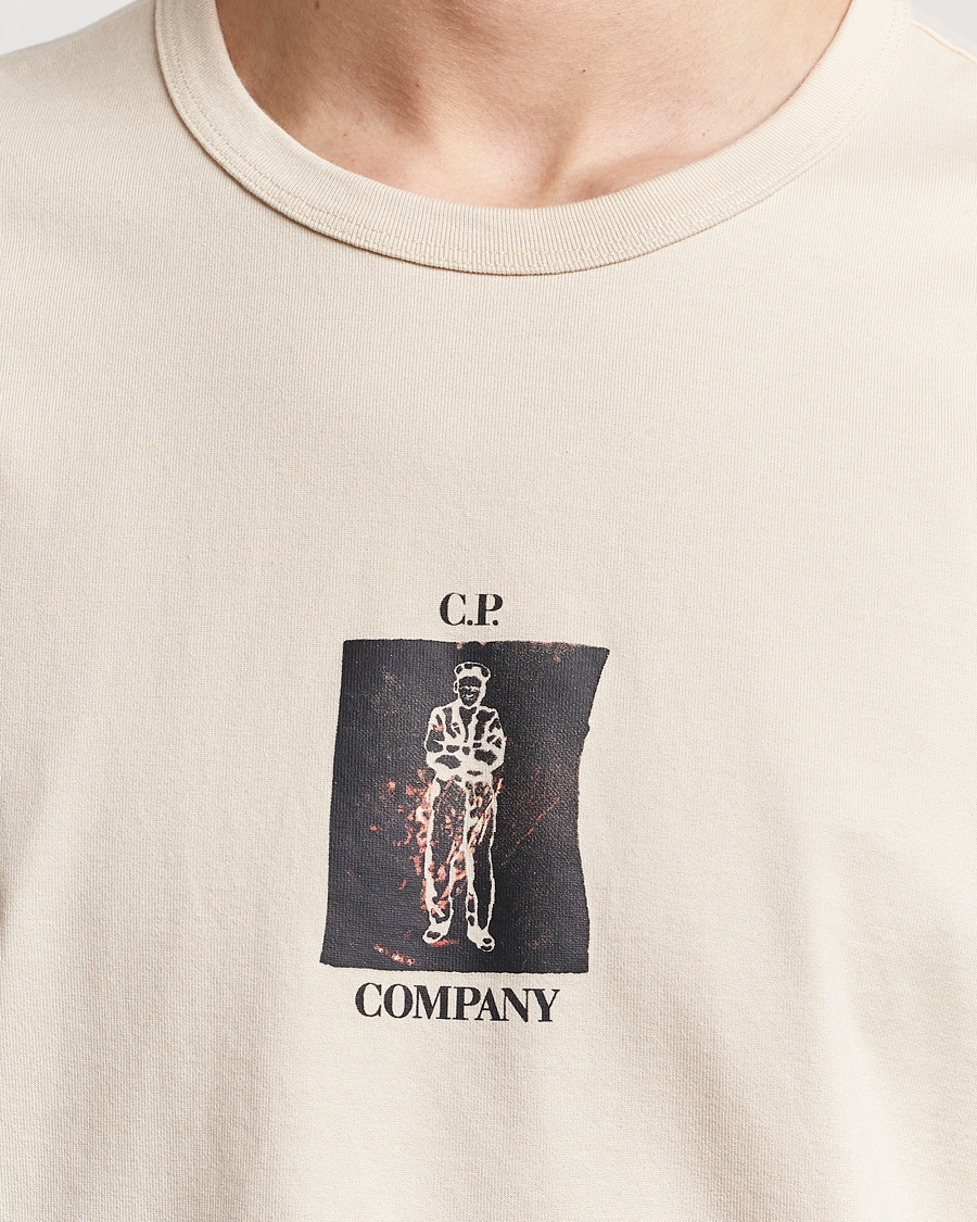Heren | T-shirts | C.P. Company | Mercerized Heavy Cotton Back Logo T-Shirt Ecru