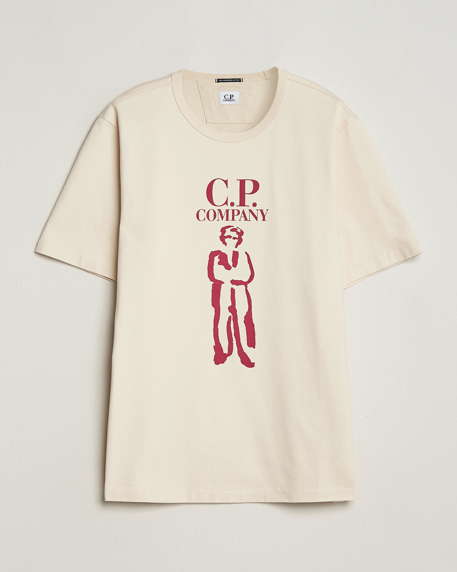 Heren | T-shirts | C.P. Company | Mercerized Heavy Cotton Logo T-Shirt Ecru