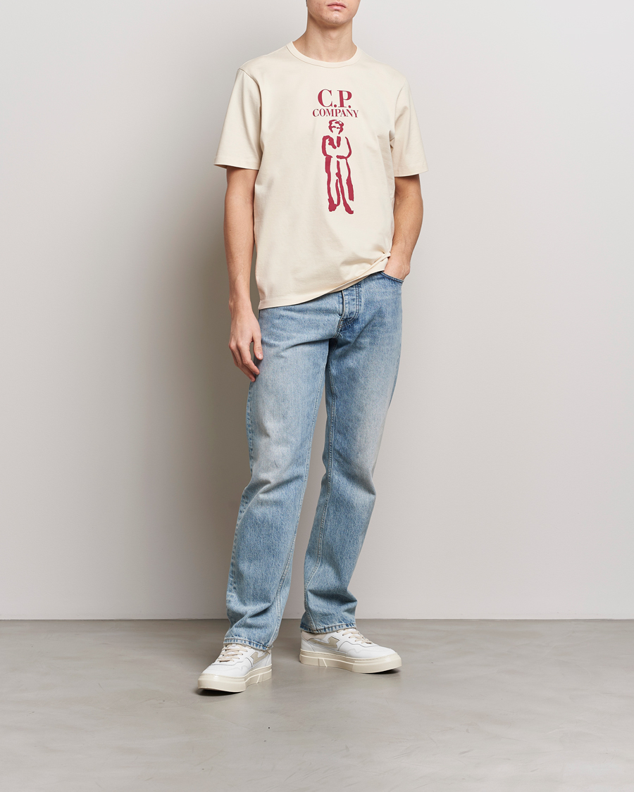 Heren | T-shirts | C.P. Company | Mercerized Heavy Cotton Logo T-Shirt Ecru