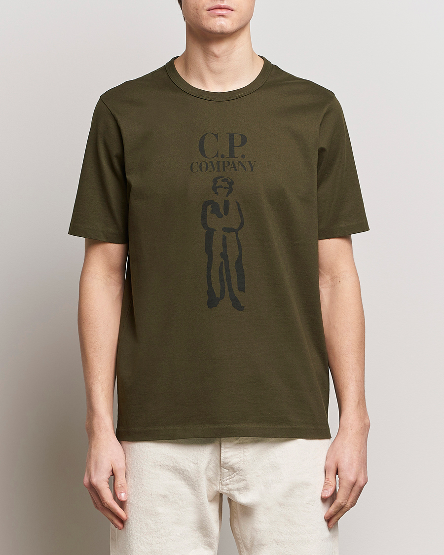 Heren | T-shirts met korte mouwen | C.P. Company | Mercerized Heavy Cotton Logo T-Shirt Army