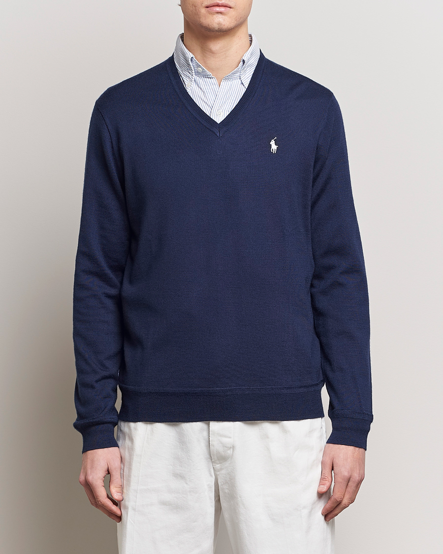 Heren | Gebreide truien | Polo Ralph Lauren Golf | Wool Knitted V-Neck Sweater Refined Navy