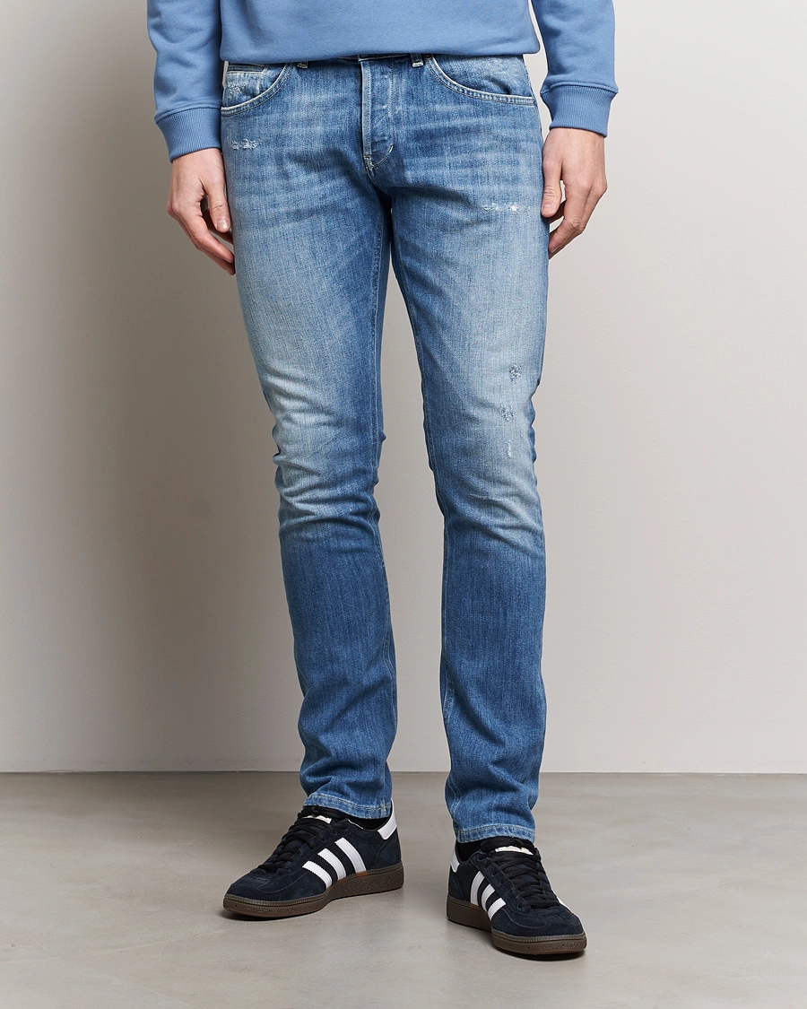 Men | Slim fit | Dondup | George Distressed Jeans Light Blue