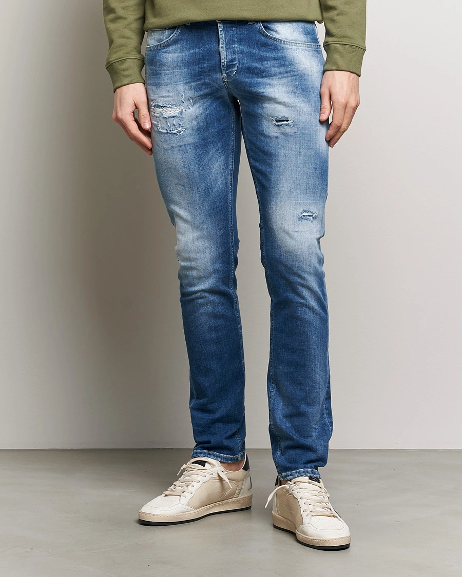 Heren | Slim fit | Dondup | George Distressed Jeans Medium Blue