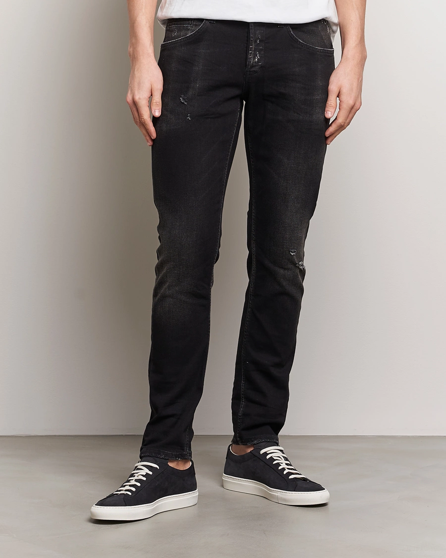 Heren | Slim fit | Dondup | George Distressed Jeans Washed Black