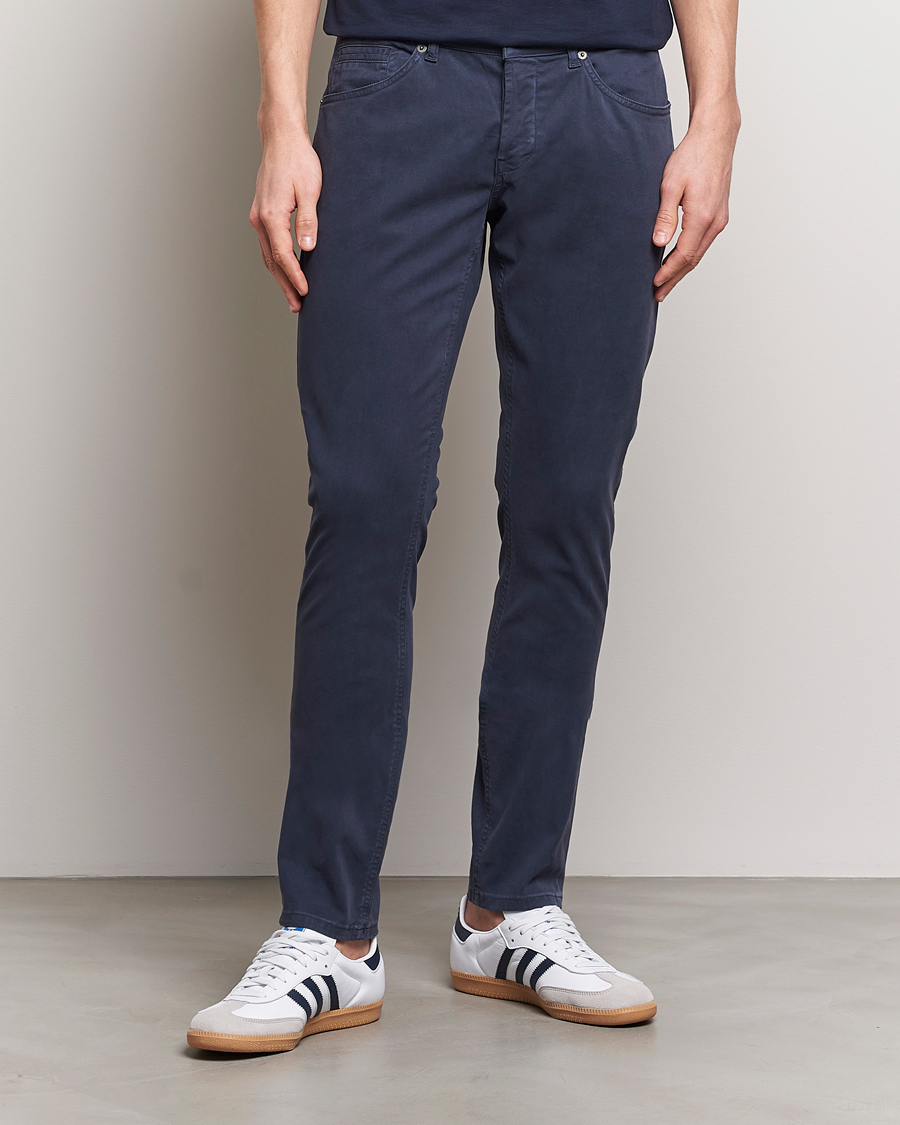 Men | Casual Trousers | Dondup | George Gabardine 5-Pocket Navy