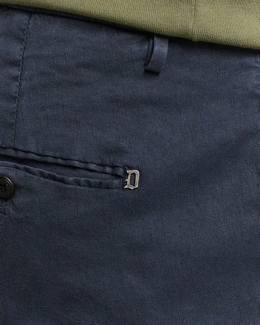 Heren | Broeken | Dondup | Gaubert Linen Stretch Chinos Navy