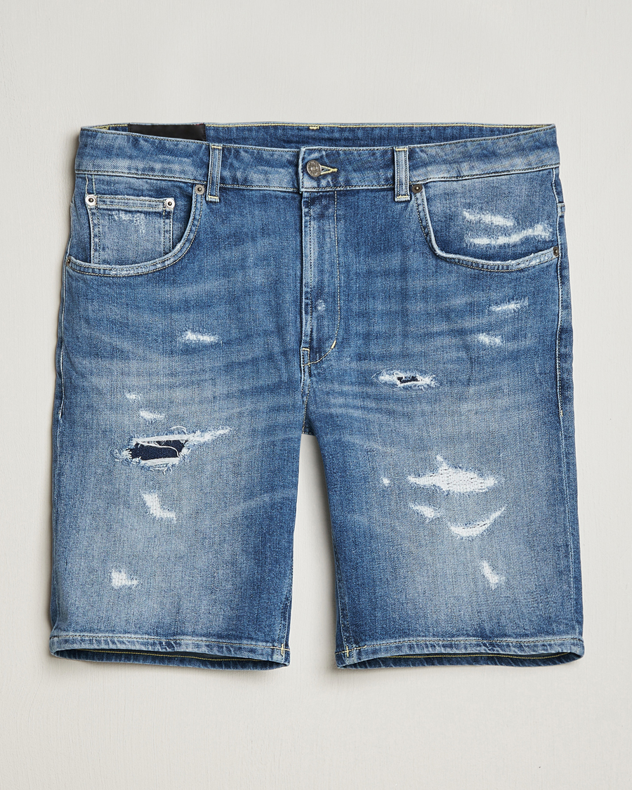 Heren |  | Dondup | Derek Destroyed Denim Shorts Medium Blue