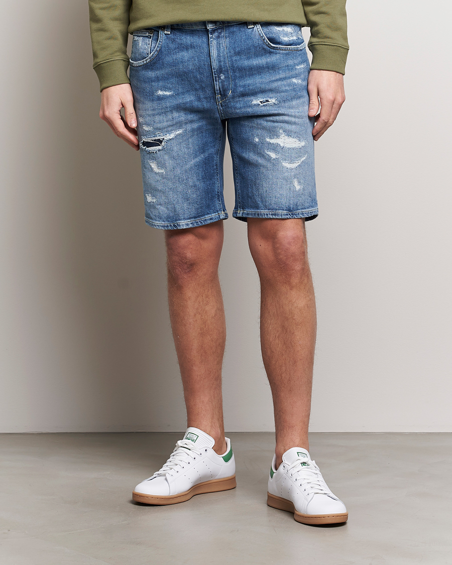 Heren | Kleding | Dondup | Derek Destroyed Denim Shorts Medium Blue