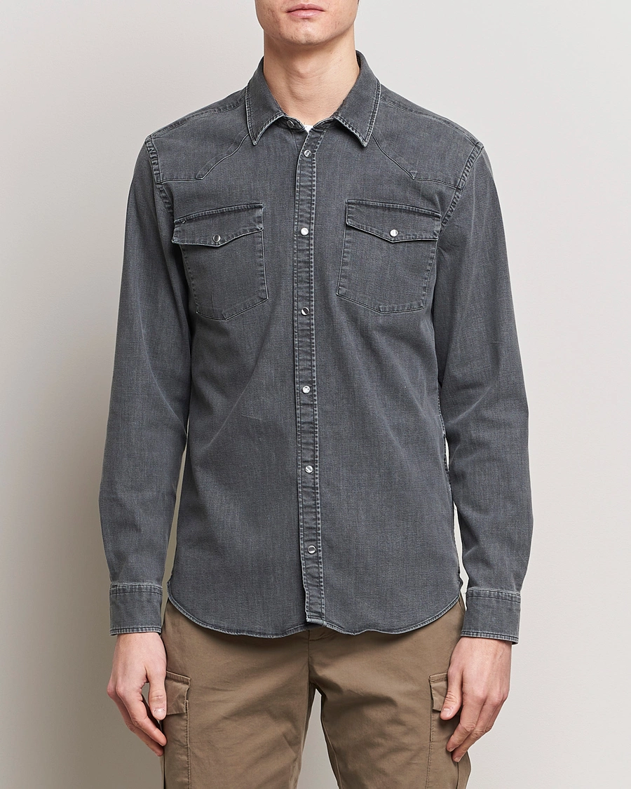 Heren | Overhemden | Dondup | Slim Fit Pocket Denim Shirt Washed Grey