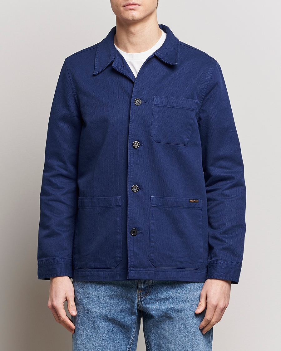 Heren | An Overshirt Occasion | Nudie Jeans | Barney Worker Overshirt Mid Blue