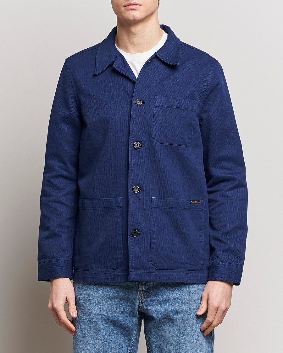 Heren | Lentejassen | Nudie Jeans | Barney Worker Overshirt Mid Blue