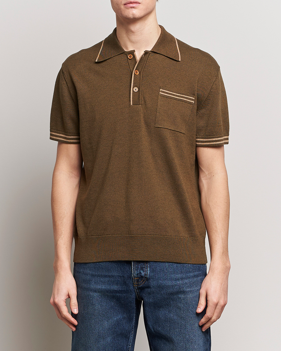 Heren | Polo's | Nudie Jeans | Frippe Knitted Polo Olive