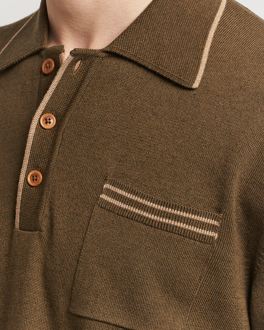 Heren | Polo's | Nudie Jeans | Frippe Knitted Polo Olive