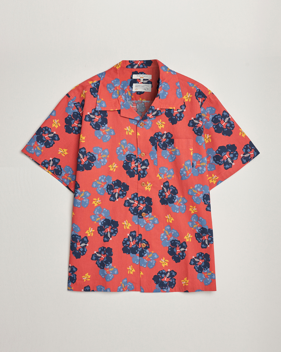Heren | Overhemden | Nudie Jeans | Arthur Printed Flower Short Sleeve Shirt Red