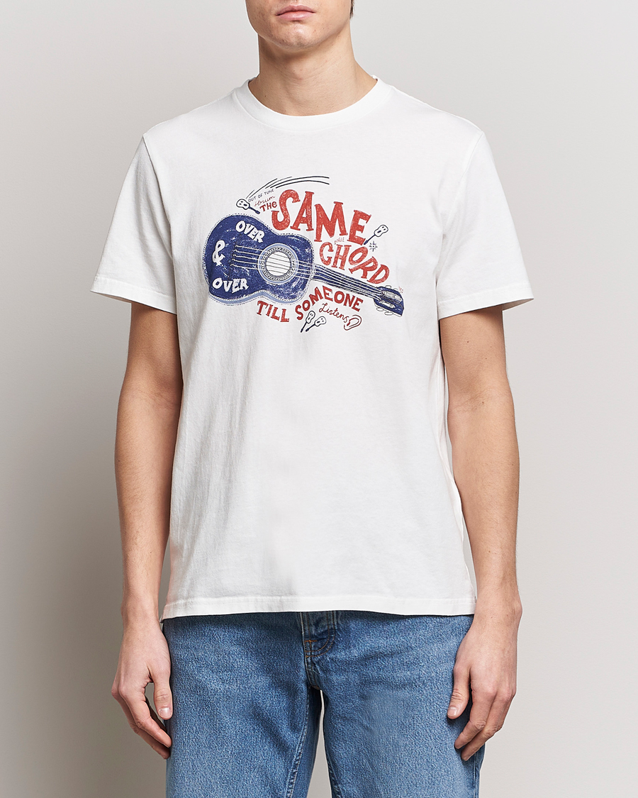 Heren | T-shirts met korte mouwen | Nudie Jeans | Roy Printed Crew Neck T-Shirt Off White