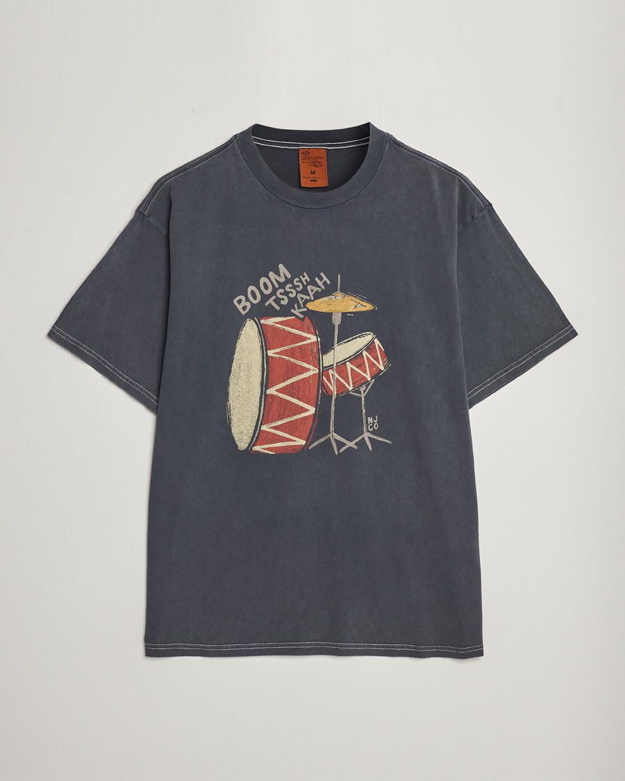 Heren | T-shirts | Nudie Jeans | Koffe Printed Crew Neck T-Shirt Antracite