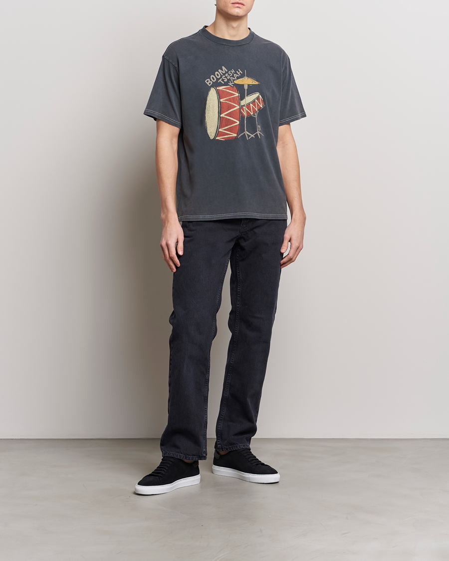 Heren | T-shirts | Nudie Jeans | Koffe Printed Crew Neck T-Shirt Antracite