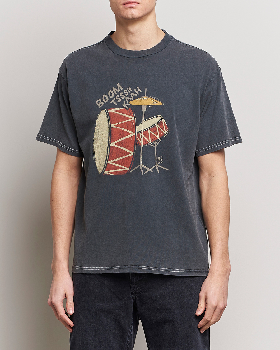 Heren | T-shirts met korte mouwen | Nudie Jeans | Koffe Printed Crew Neck T-Shirt Antracite