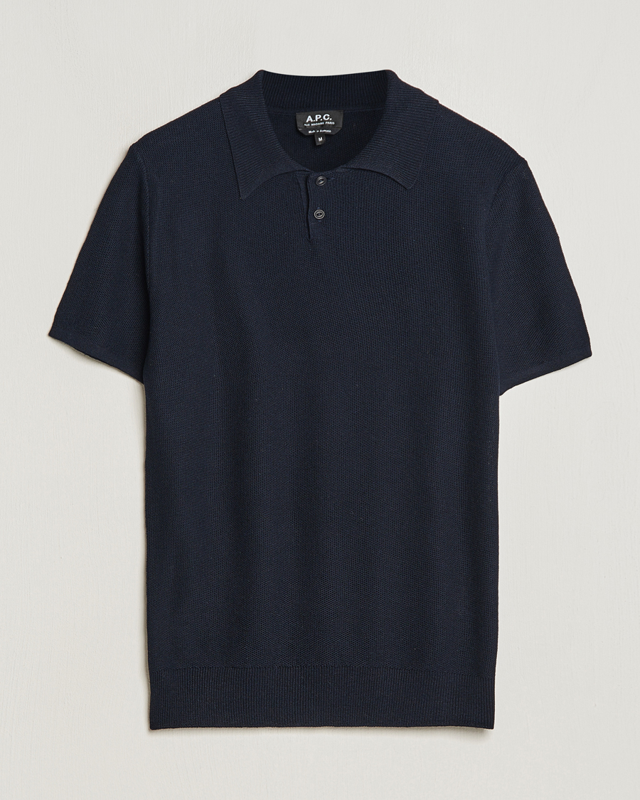Heren | Polo's | A.P.C. | Jay Viscose/Linen Polo Dark Navy