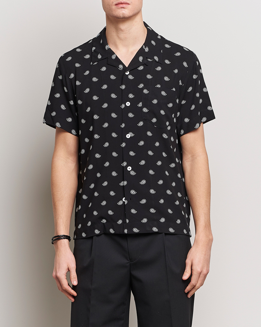 Heren | Overhemden met korte mouwen | A.P.C. | Lloyd Printed Paisley Resort Shirt Black